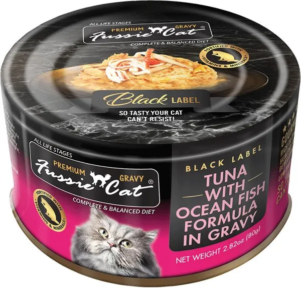 Fussie Cat Tuna with Ocean Fish in Gravy Canned Cat Food healthy cat food, premium dry cat food
