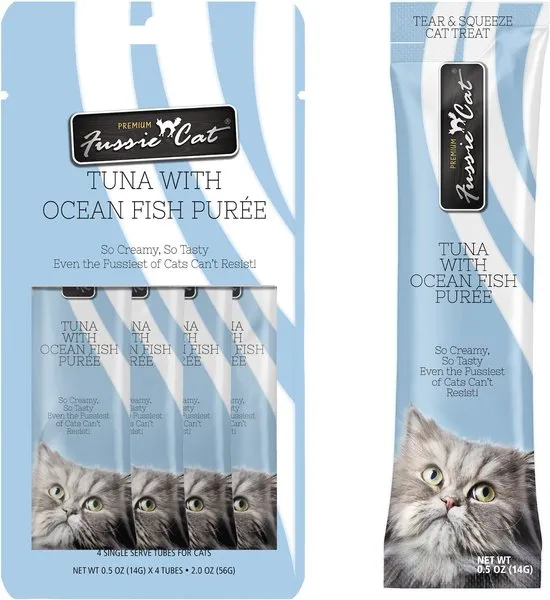 Fussie Cat Tuna with Ocean Fish Puree Lickable Cat Treats cat treats, soft cat treats