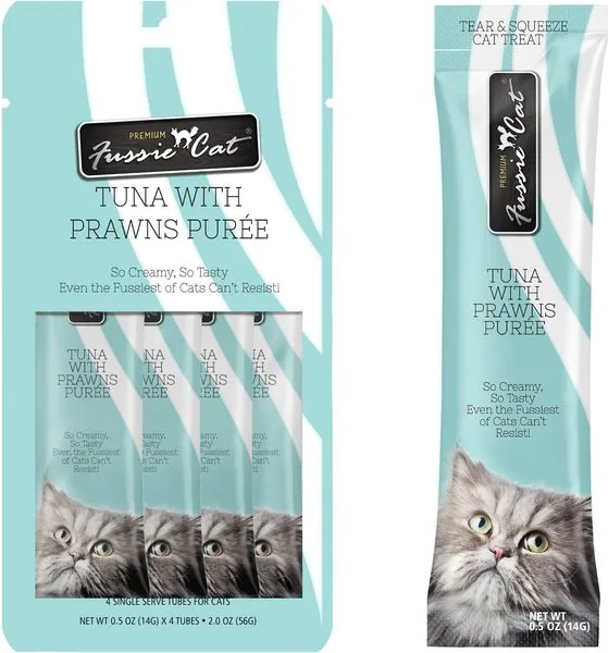 Fussie Cat Tuna with Prawns Puree Lickable Cat Treats cat treats, soft cat treats