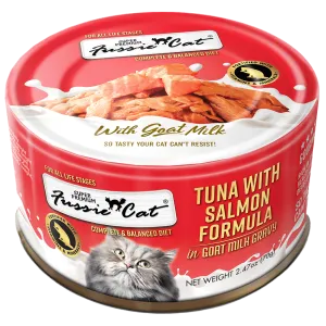 Fussie Cat Tuna with Salmon Formula in Goat Milk Gravy 70g dry cat food, cat kibble