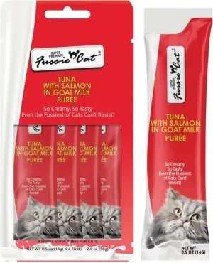 Fussie Cat Tuna with Salmon in Goat Milk Puree Lickable Cat Treats cat treats, soft cat treats
