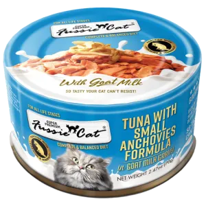 Fussie Cat Tuna with Small Anchovies Formula in Goat Milk Gravy 70g dry cat food, cat kibble