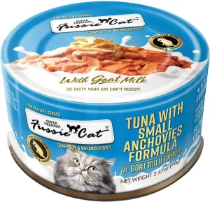 Fussie Cat Tuna with Small Anchovies in Goat Milk Gravy Shredded Canned Cat Food wet cat food, canned cat food