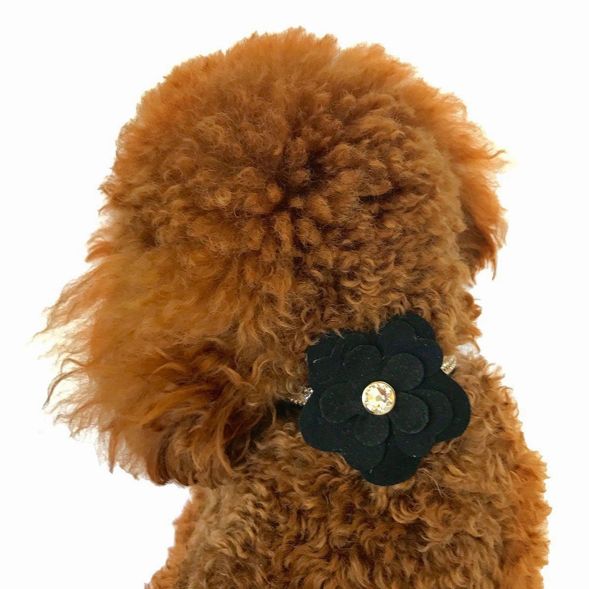 Garden Flower Dog Collar Slider Black dog collar accessory,collar decor