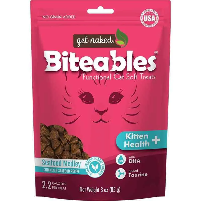 Get Naked Biteables Cat - Kitten Health  Functional Soft Treats Seafood Medley cat treats, natural cat treats