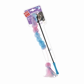 GiGwi Catwand Feather Teaser with natural feather, plush tail and TPR handle cat toy set,cat teaser