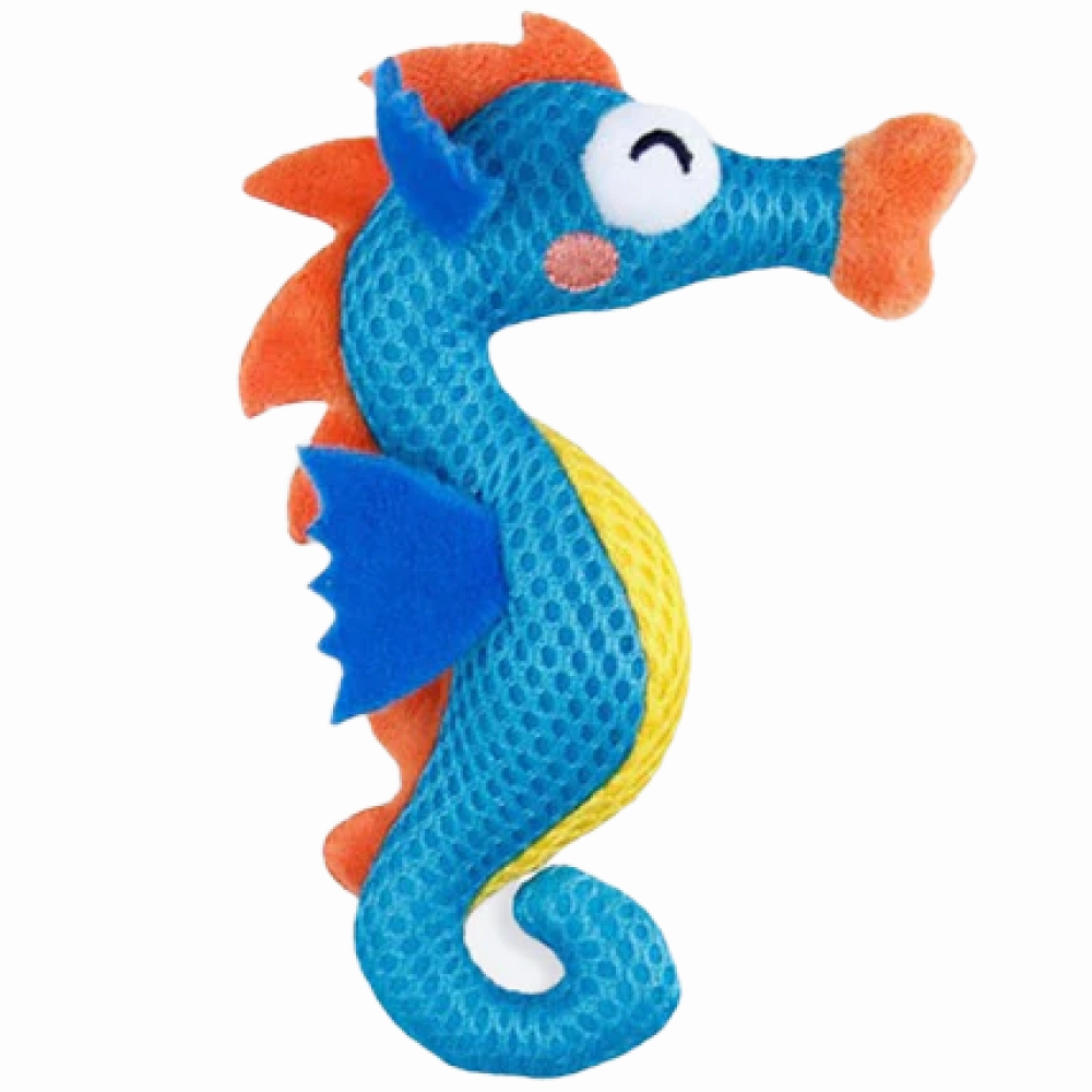 GiGwi Dental Mesh Seahorse Toy for Cats (Blue)