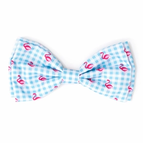 Gingham Flamingos Dog Bow Tie dog collar accessory,collar decor