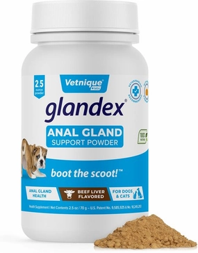 Glandex Anal Gland Powder Supplement Beef Liver Flavor for Dogs & Cats multivitamin for cats, daily cat supplements