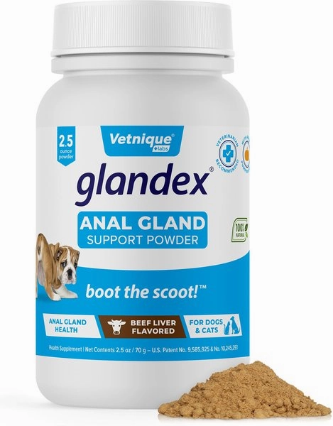 Glandex Anal Gland Powder Supplement Beef Liver Flavor for Dogs & Cats multivitamin for cats, daily cat supplements