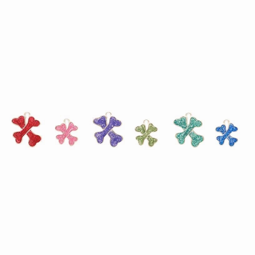 Glitter Enamel Crossbone Dog ID Tag