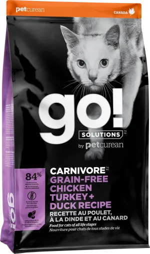 GO! Carnivore Cat Grain Free Chicken, Turkey & Duck dry cat food, cat kibble