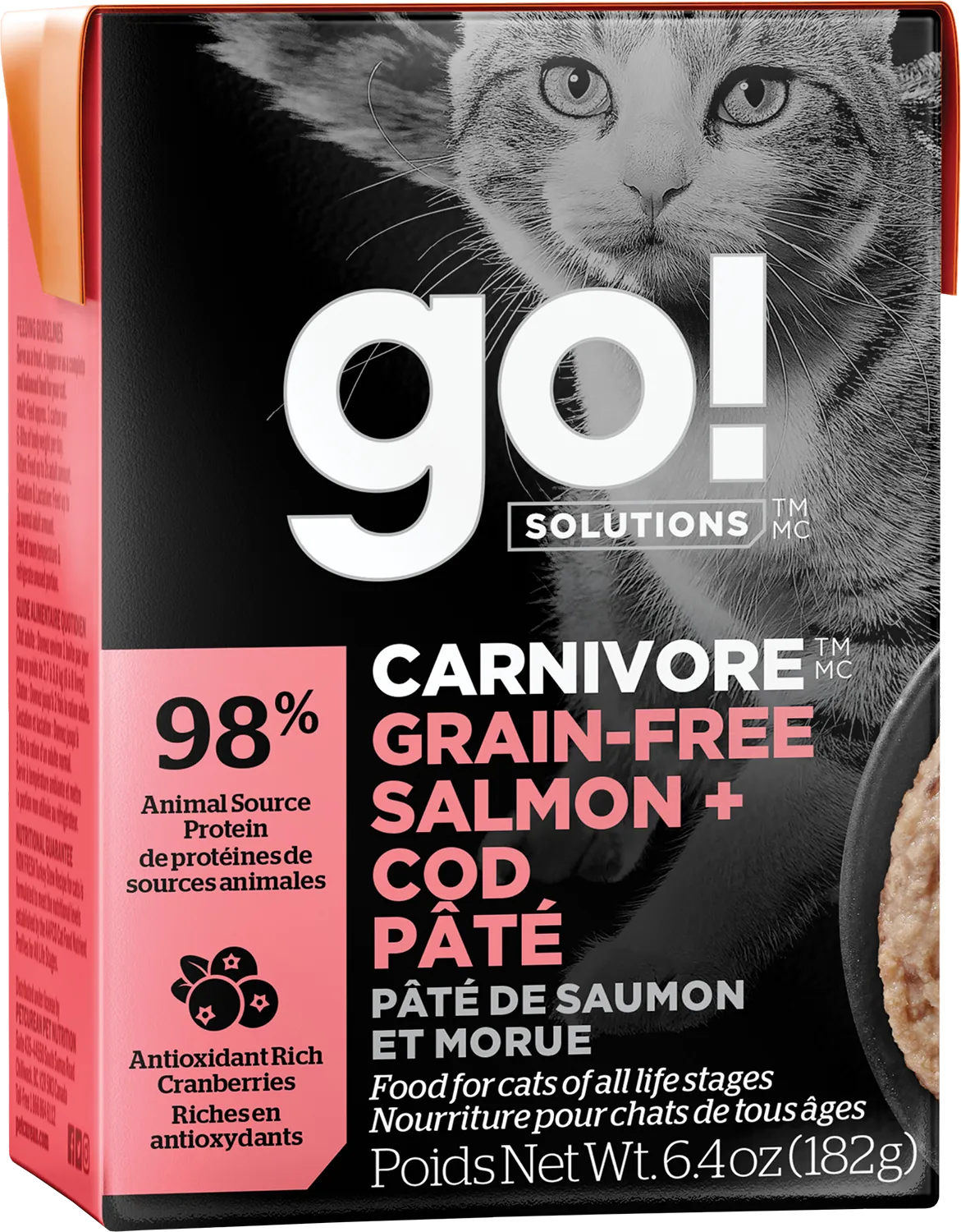 GO! Carnivore Cat Grain Free Pate Salmon & Cod Tetra Pack dry cat food, cat kibble