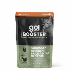 GO! Cat WEIGHT MANAGEMENT SHREDDED CHICKEN   DUCK IN BONE BROTH BOOSTER adult cat food, best cat food for adults