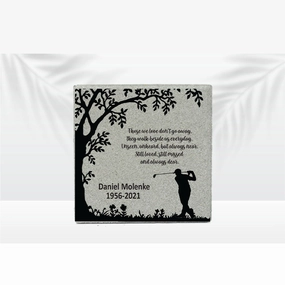 Golfer Memorial Gift - 12" x12" Memorial Stone