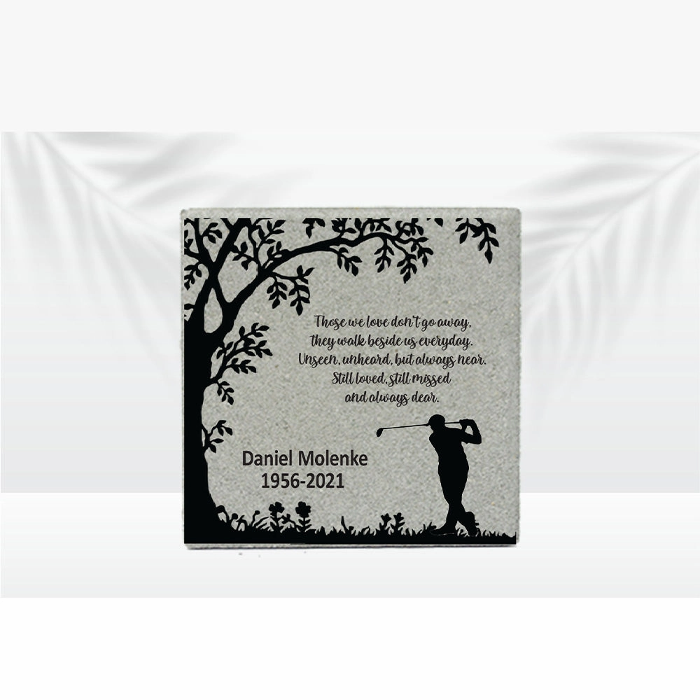 Golfer Memorial Gift - 12" x12" Memorial Stone