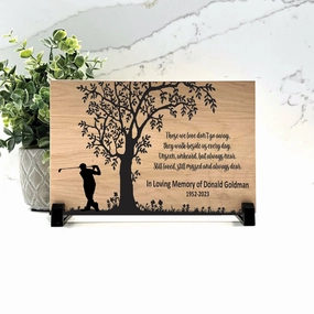 Golfer Memorial Gift - Wood Golfer Memorial Plaque show poultry,grooming poultry
