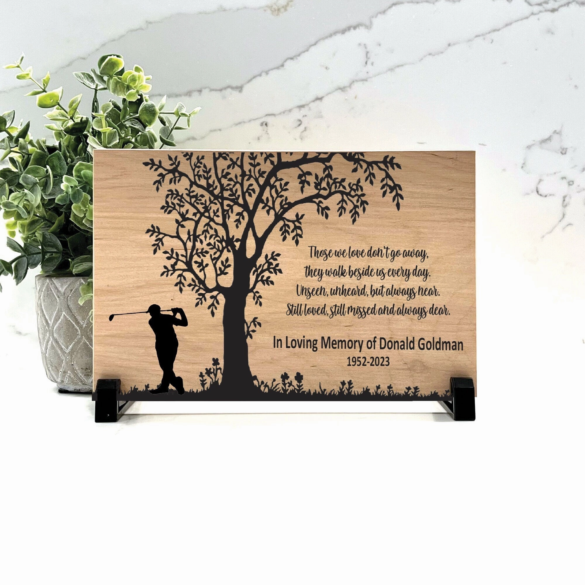 Golfer Memorial Gift - Wood Golfer Memorial Plaque