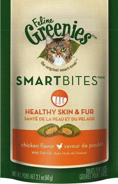 Greenies Smartbites Skin and Fur Chicken Cat Treats cat skin treatment, anti-itch spray for cats