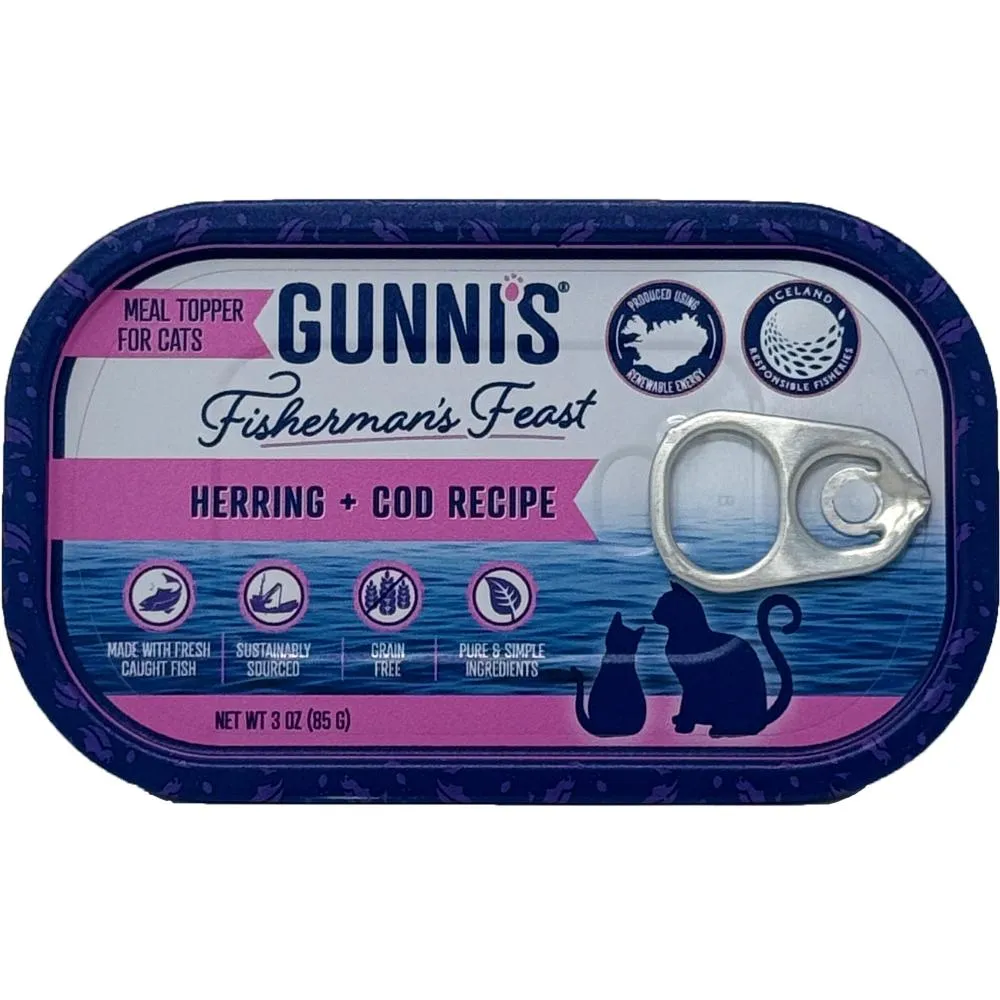 GUNNIS PET Cat Herring   Cod Topper 85g adult cat food, best cat food for adults