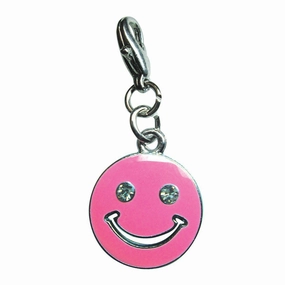 Happy Face Pink Enamel Dog Collar Charm dog collar charm,pet tag