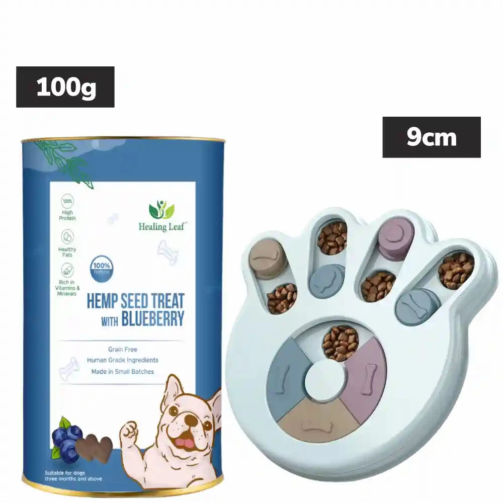 Healing Leaf Hemp Blueberry Treats and Skatrs Treat Hider Toy Combo for Dogs
