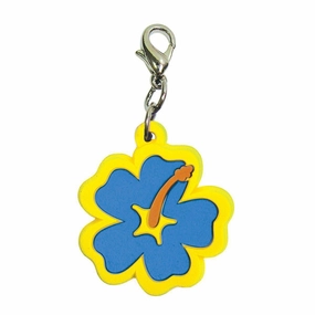 Hibiscus PVC Dog Collar Charm Blue/Yellow dog collar charm,pet tag