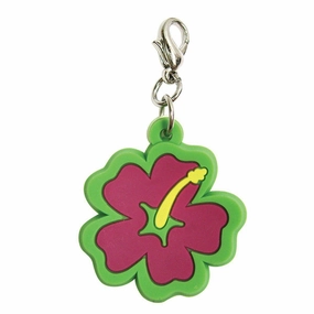 Hibiscus PVC Dog Collar Charm Pink/Green dog collar charm,pet tag