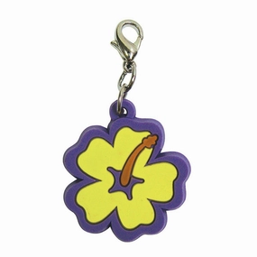 Hibiscus PVC Dog Collar Charm Yellow/Purple dog collar charm,pet tag