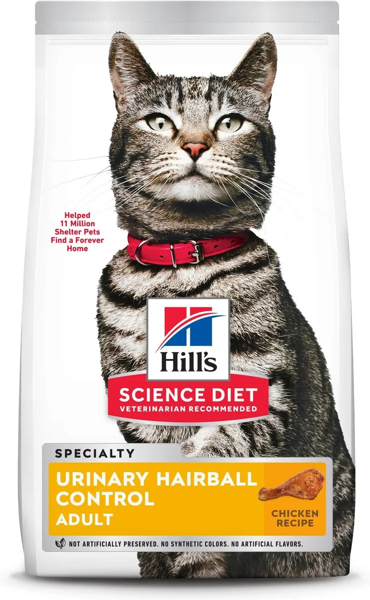 Hill's Science Diet Adult Urinary Hairball Control Chicken Recipe Dry Cat Food healthy cat food, premium dry cat food