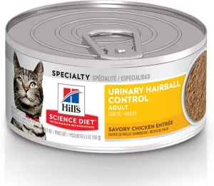 Hill's Science Diet Adult Urinary Hairball Control Savory Chicken Entree Canned Cat Food healthy cat food, premium dry cat food