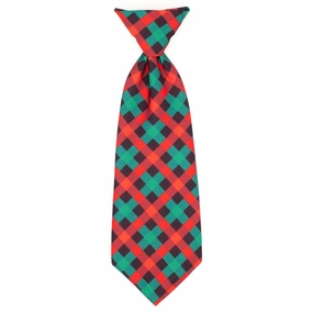 Holiday Check Dog Necktie dog collar accessory,collar decor