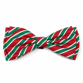 Holiday Stripe Dog Bow Tie dog collar accessory,collar decor