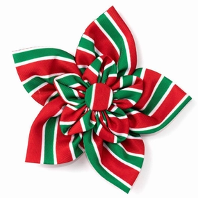 Holiday Stripe Dog Collar Flower dog collar accessory,collar decor