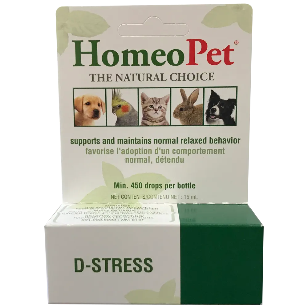 HomeoPet D-Stress 15ml (450 drops) cat vitamins, cat immune support