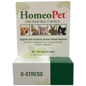 HomeoPet D-Stress 15ml (450 drops) cat vitamins, cat immune support