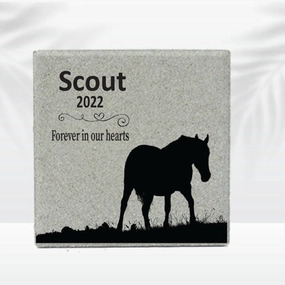Horse Memorial Stone- 12"x12" - Personalized Horse Memorial - Horse Memorial Garden Stone Keepsake