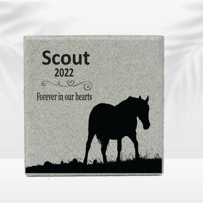 Horse Memorial Stone- 12"x12" - Personalized Horse Memorial - Horse Memorial Garden Stone Keepsake