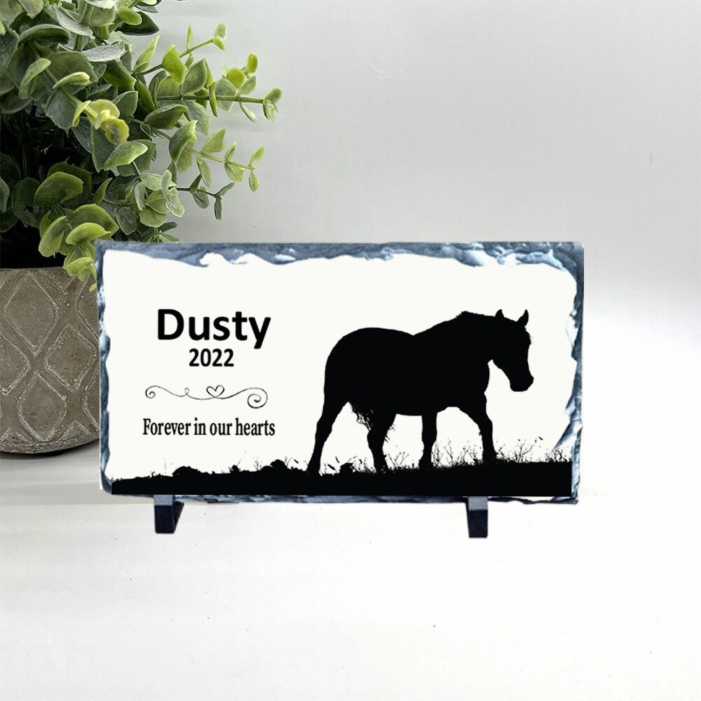 Horse Memorial Stone - Personalized Horse Memorial Gift - Forever in our Hearts