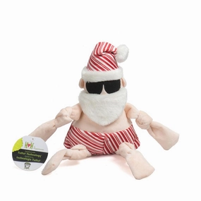 HuggleHounds Peppermint Collection Beach Bum Santa Knottie - Small seasonal cat wear,holiday pet clothes