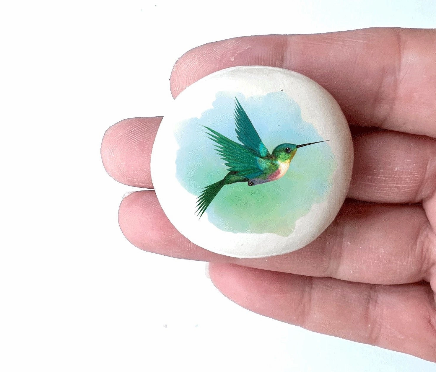 Hummingbird Stone - Handcrafted Hummingbird Rock