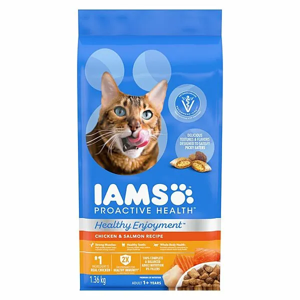Iams Healthy Enjoyment Chicken & Salmon dry cat food, cat kibble