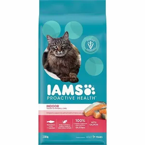 Iams Indoor Weight & Hairball Care Salmon dry cat food, cat kibble