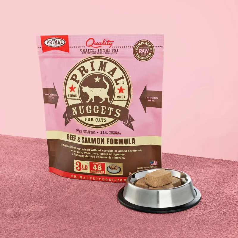 *In Store Only* Primal Feline Raw Frozen Nuggets Beef & Salmon 3lb dry cat food, cat kibble