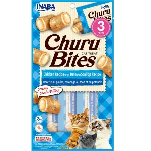 Inaba  Churu Bites Chicken Wrap Tuna with Scallop Recipe 30g cat treats, natural cat treats