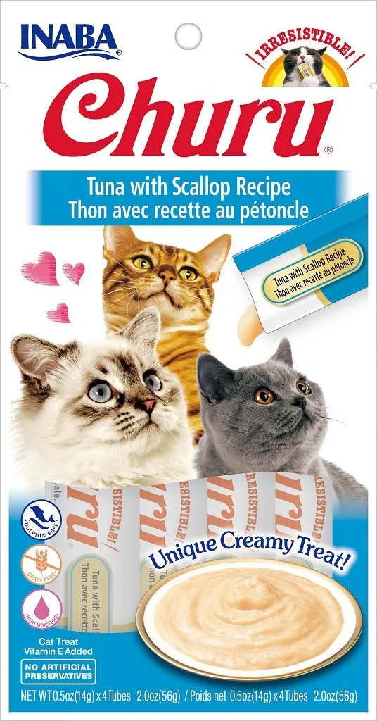 Inaba Churu Pure Tuna with Scallop 56g cat treats, natural cat treats