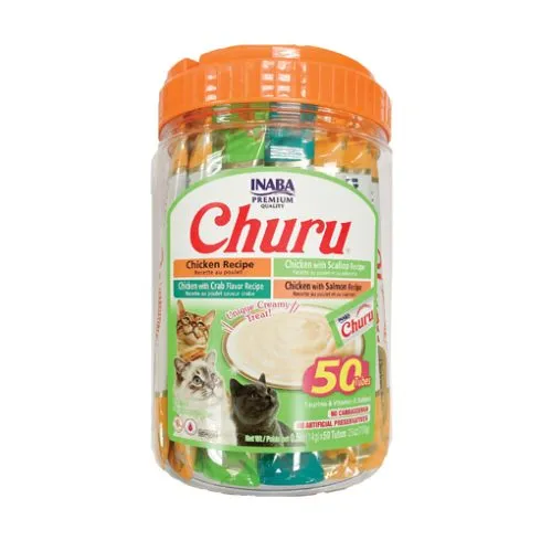 Inaba Churu Puree Chicken Seafood 50pk JUG 25oz cat treats, natural cat treats