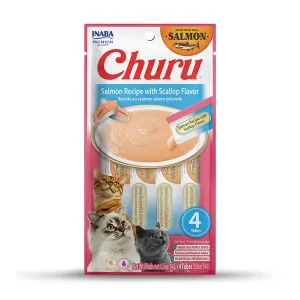 Inaba Churu Puree Salmon with Scalop 56g 4 pack cat treats, natural cat treats