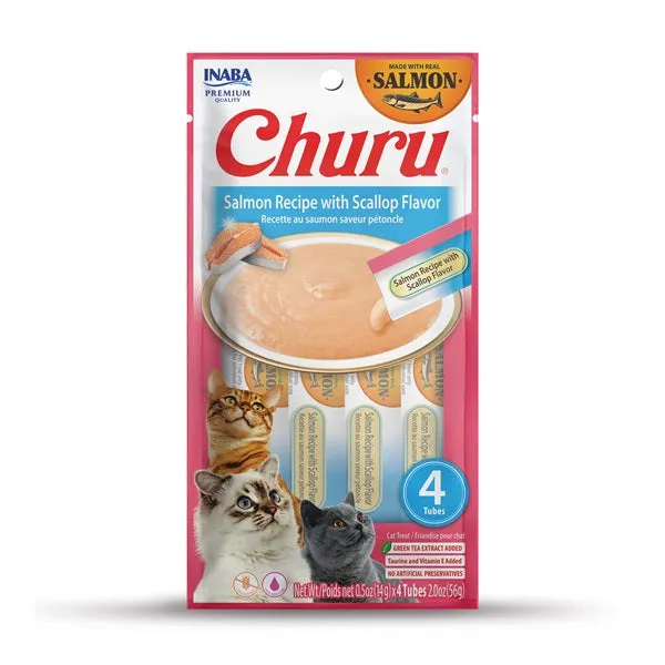 Inaba Churu Puree Salmon with Scalop 56g 4 pack cat treats, natural cat treats
