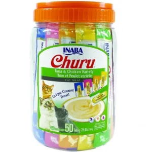 Inaba Churu Puree Tuna & Chicken 50pk JUG 25oz cat treats, natural cat treats